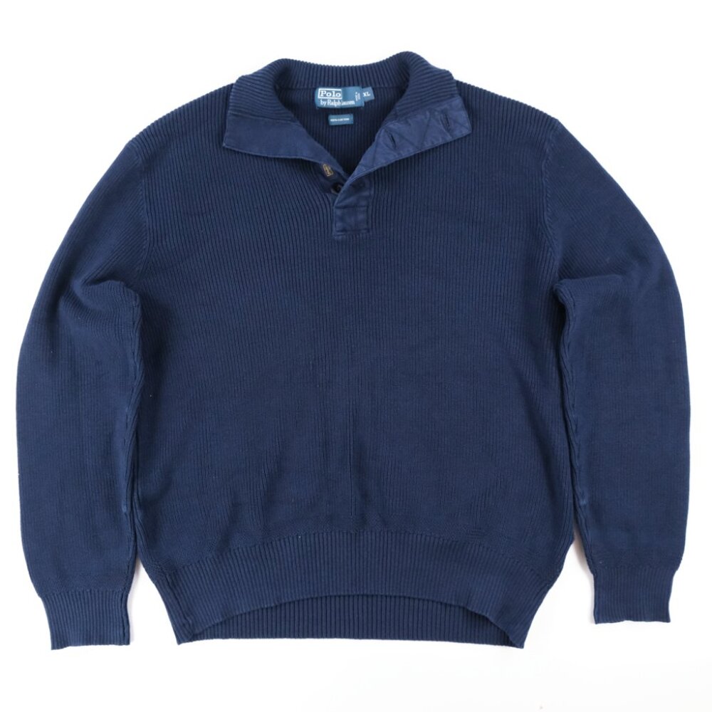 Vtg Polo Ralph Lauren Guide Sweatshirt Mens XLarge Hunting 1/4 Button Knit